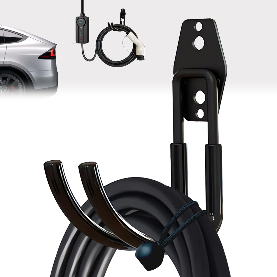 EV Charger Holder Wall Mount Heavy-Duty J-Hook for Cable Retractor