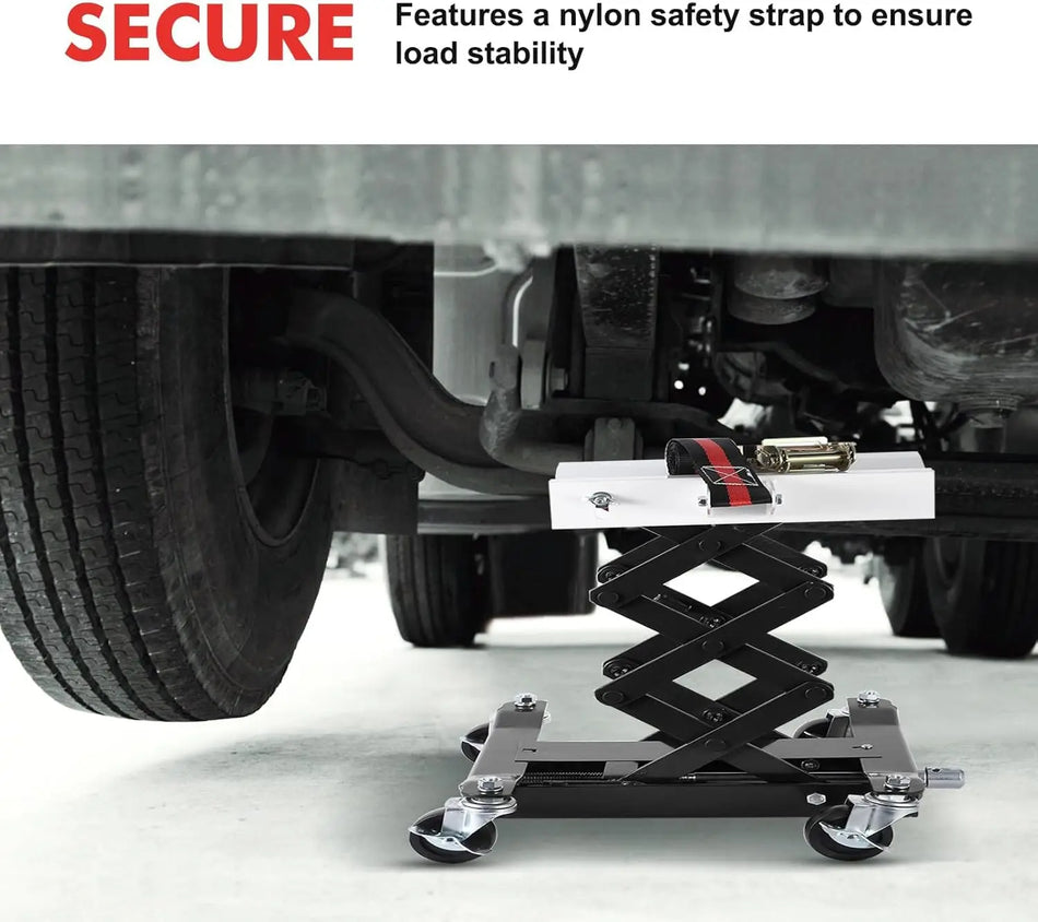 450 Lbs Low Profile Transmission Jack with Safety Straps Auto Repair 7-23"